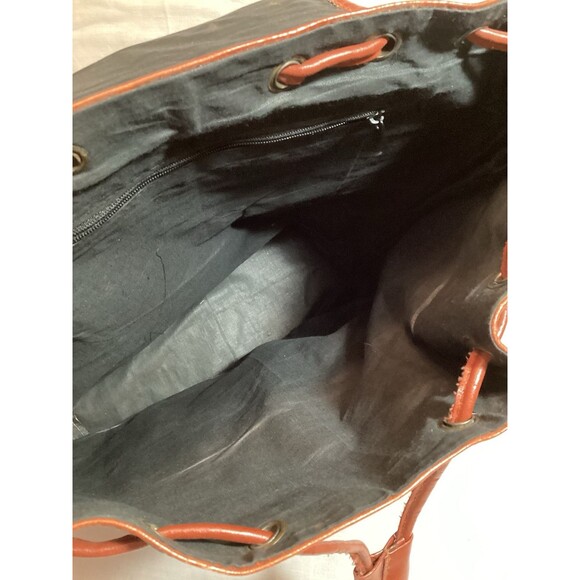 Genuine Leather Back Pack Drawstring Brown Hand Made In India Boho Pattern main image 13